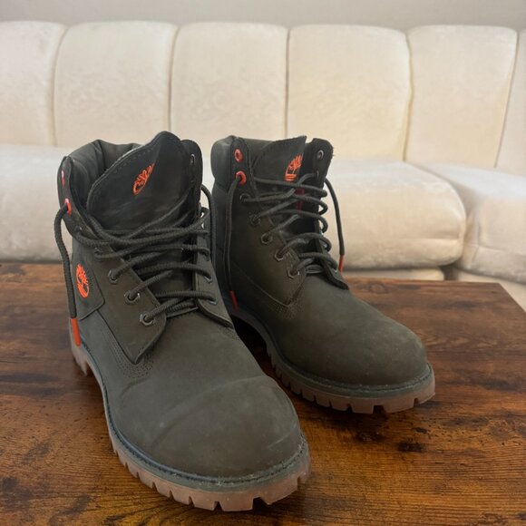 Timberland Boots Waterproof Dark Green Nubuck Used Size 10.5 - Picture 7 of 7